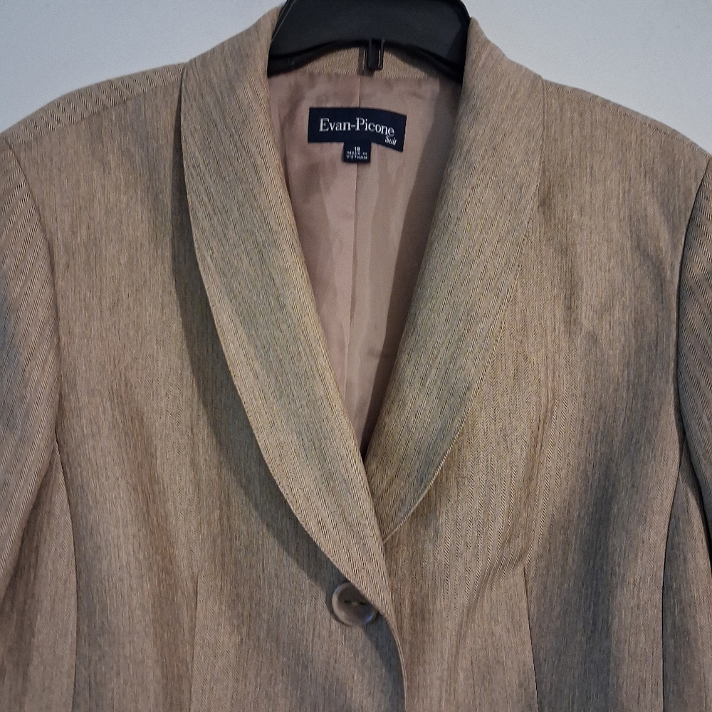 Beige Herringbone Blazer Womens Size 18 - Picture 5 of 8